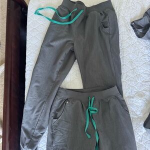 Figs Gray Jogger Pants with Teal Accents womens